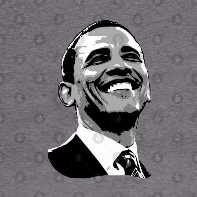 Barack Obama Smile Grayscale Pop Art by Nerd_art